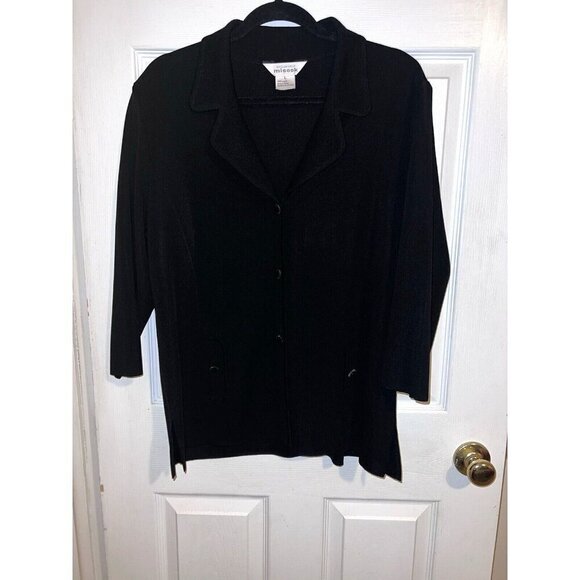 EXCLUSIVELY MISOOK Cardigan Sweater Black Acrylic 3 Button Sz L - Picture 2 of 11